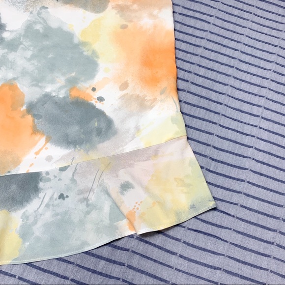 DKNY WATERCOLOR ASYMMETRICAL RUFFLE TOP - Picture 5 of 7